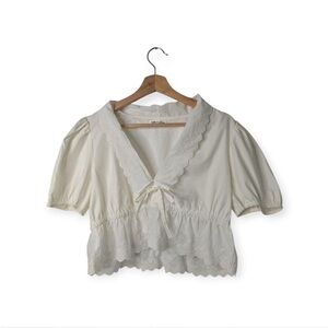 Reformation Eyelet Cropped Blouse